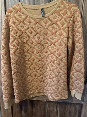 2 Two Fly Quilted Aztec Pattern Crewneck Sweatshirt